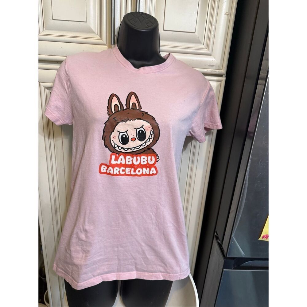 Roly Girls Labubu Barcelona Short Sleeve Graphic Tee Pink Small